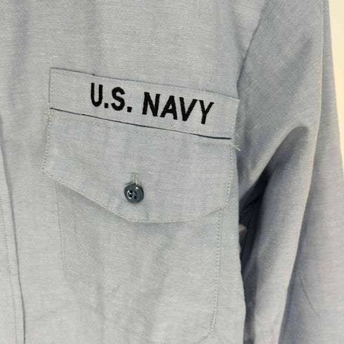 ユーエスネイビー U.S.NAVY 00S DSCP シャンブレー ユーティリティ ミリタリー シャツ 04年製 メンズ M-34SL