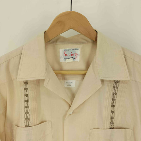Society デザイン ステッチ キューバシャツ メンズ import:L