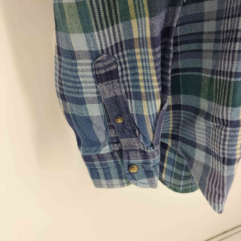 ノーティカ NAUTICA 90S インド綿 ワンポイント 刺繍 チェック B.D シャツ メンズ import:M