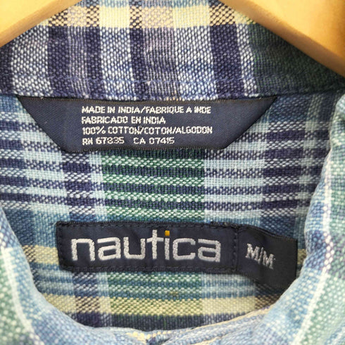 ノーティカ NAUTICA 90S インド綿 ワンポイント 刺繍 チェック B.D シャツ メンズ import:M