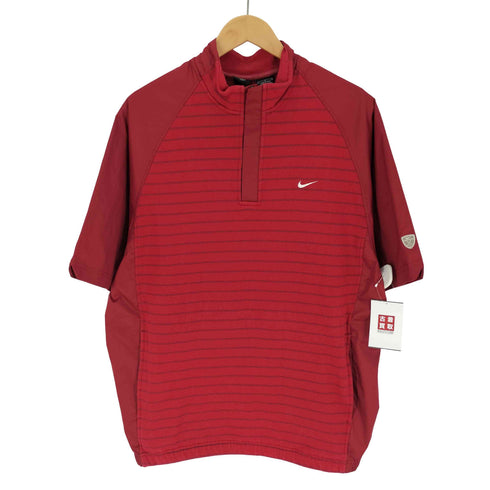 ナイキゴルフ NIKE GOLF 00S スウッシュ 刺繍 ボーダー 異素材 切替 ハーフジップ S/S プルオーバー メンズ import:L