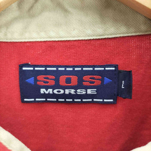 SOS MORSE スリーブポケット ロゴ 刺繍 L/S ポロシャツ メンズ import:L