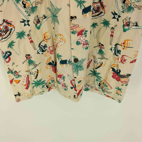 トゥーパームス TWO PALMS ハワイ製 ビーチ柄 レーヨン アロハシャツ メンズ import:M