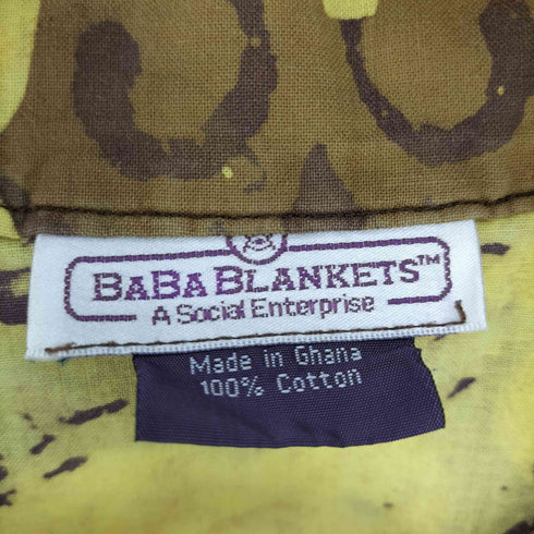 BABA BLANKETS ガーナ製 コットン 切替 総柄 オープンカラー シャツ メンズ