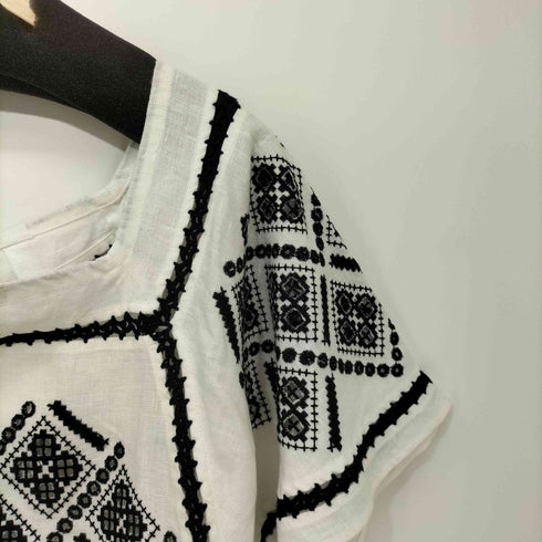 cIoth&cross エンブロイダリー 刺繍 リネンブラウス レディース