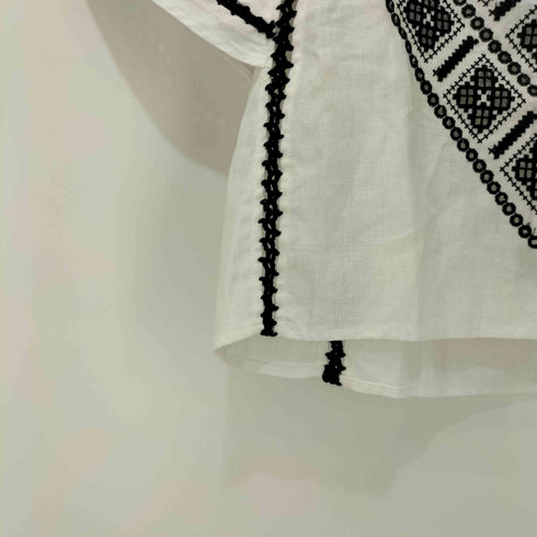 cIoth&cross エンブロイダリー 刺繍 リネンブラウス レディース