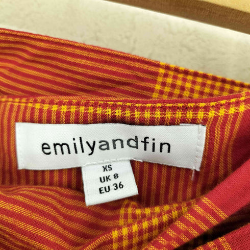 EMILY AND FIN JEMIMA SKIRT ウエストリボン コットンプリーツチェックスカート レディース JPN:XS