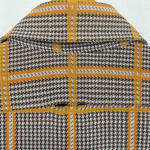 70s Press Free Knitwear ラウンドヘム ポリエステルL/Sチェックシャツ 襟芯 メンズ 15 1/2