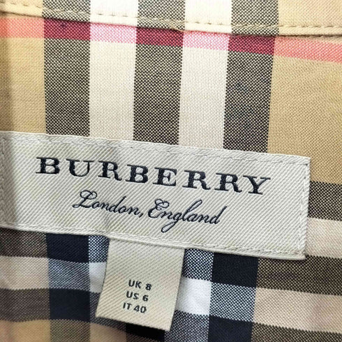 バーバリーロンドン BURBERRY LONDON ENGLAND ノバチェック スタンドカラーシャツ レディース UK8