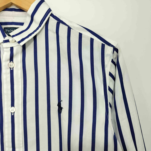 ポロバイラルフローレン Polo by RALPH LAUREN ポニー刺繍 ストライプド コットン シャツ レディース 6