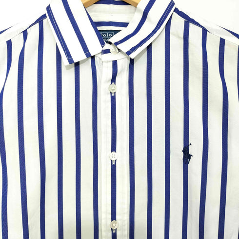 ポロバイラルフローレン Polo by RALPH LAUREN ポニー刺繍 ストライプド コットン シャツ レディース 6