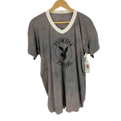 プレイボーイ PLAYBOY 70-80s FLORIDA PLAY GIRL ロゴプリント リブネック S/S Tシャツ メンズ