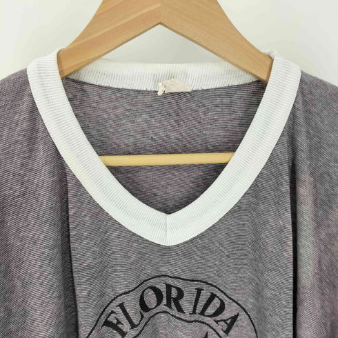 プレイボーイ PLAYBOY 70-80s FLORIDA PLAY GIRL ロゴプリント リブネック S/S Tシャツ メンズ