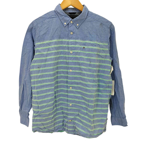 トミーヒルフィガー TOMMY HILFIGER ボーダー L/S ボタンダウンシャツ メンズ import:XL