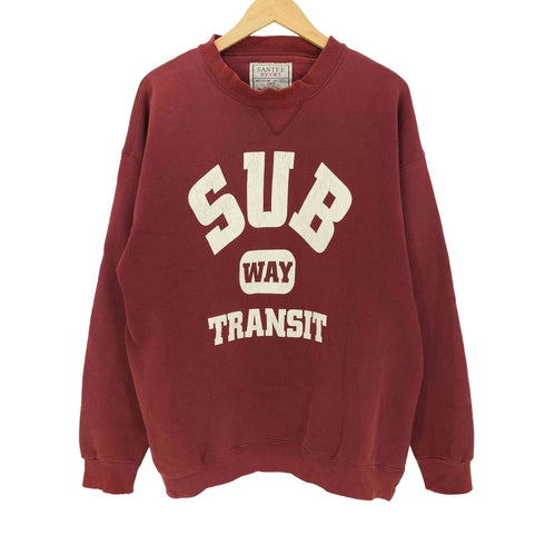 SANTEE 90s USA製 SUB WAY TRANSIT OLD SCHOOL FLAVA プリントクルーネックスウェット メンズ import:L