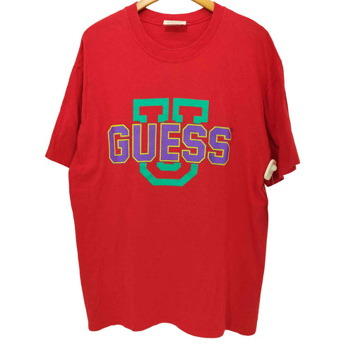 ゲスジョージズマルシアーノ GUESS BY GEORGES MARCIANO 80-90s USA製 ロゴプリント シングルステッチ クルーネックTシャツ メンズ