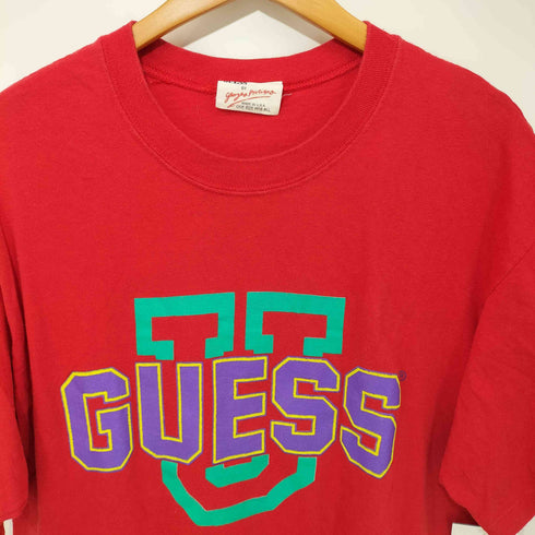 ゲスジョージズマルシアーノ GUESS BY GEORGES MARCIANO 80-90s USA製 ロゴプリント シングルステッチ クルーネックTシャツ メンズ
