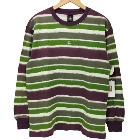 ルコック スポルティフ le coq sportif 90-2000s Y2K ロゴプリント ボーダー クルーネック ロングスリーブTシャツ レディース 160