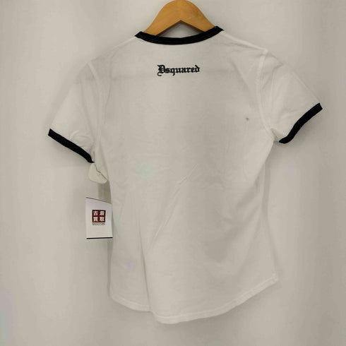 ディースクエアード DSQUARED2 フロントプリント S/S リンガーTシャツ レディース