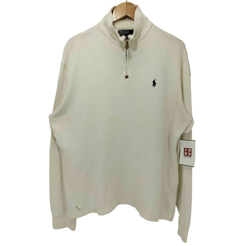 ポロバイラルフローレン Polo by RALPH LAUREN 90S ロゴ刺繍 ハーフジップ プルオーバー コットンニット メンズ import:M