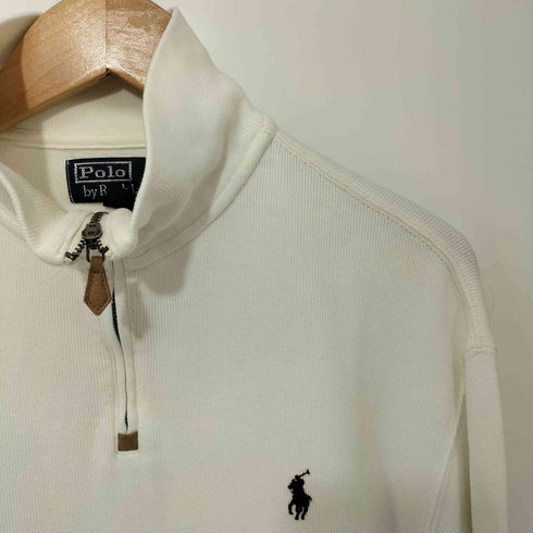 ポロバイラルフローレン Polo by RALPH LAUREN 90S ロゴ刺繍 ハーフジップ プルオーバー コットンニット メンズ import:M