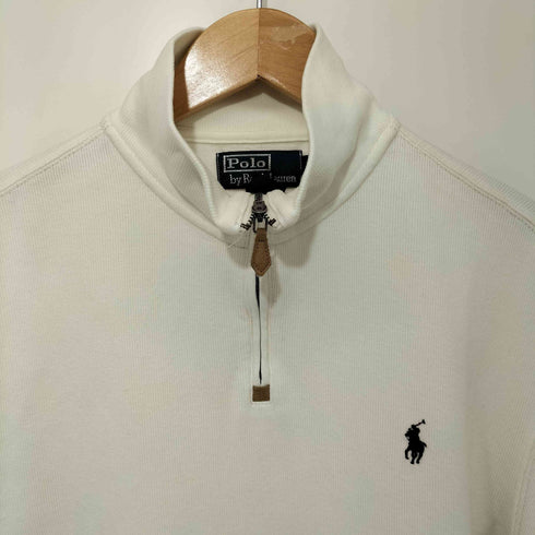 ポロバイラルフローレン Polo by RALPH LAUREN 90S ロゴ刺繍 ハーフジップ プルオーバー コットンニット メンズ import:M