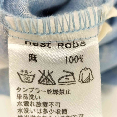 ネストローブ nest Robe 総柄 リネン ノースリーブワンピース レディース