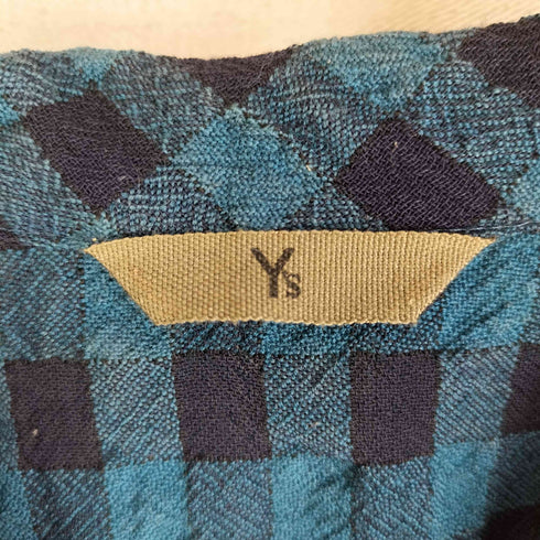 ワイズ Ys 茶タグ ウール シワ加工 ノーカラーシャツジャケット レディース