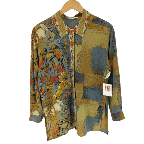 LELIC Avenue 三角タグ 三日月 金ボタン GREATEST WONDER 総柄 プリント L/S シャツ レディース 82