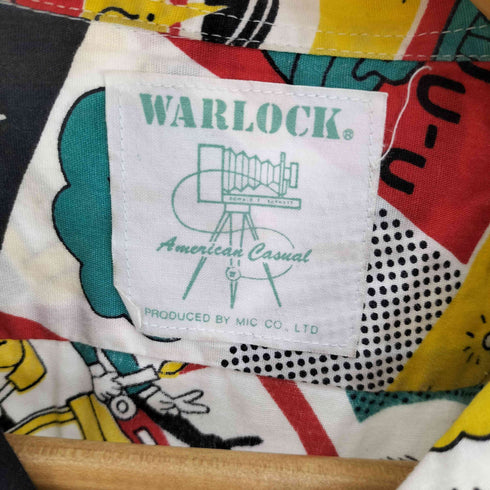 WARLOCK コミック イラスト 総柄 開襟 S/S オープンカラー シャツ メンズ