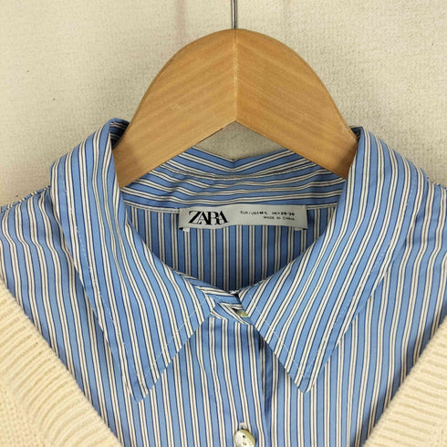 ザラ ZARA ストライプシャツ レイヤード ニットベスト レディース import:L