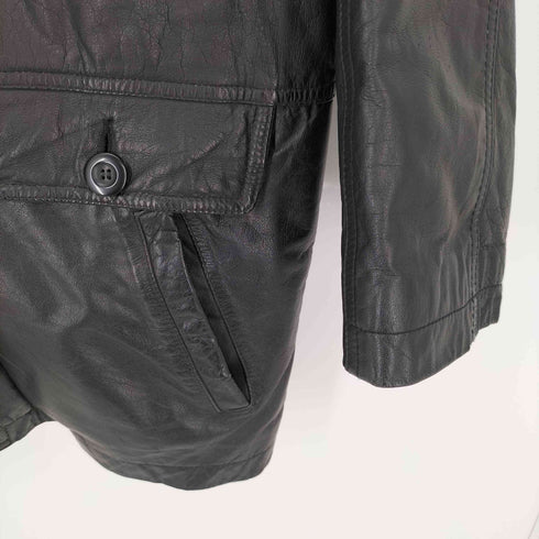 TRUE FRIEND 90-00S 本革 カーコート ハーフレザーコート 裏地キルティング メンズ import:S