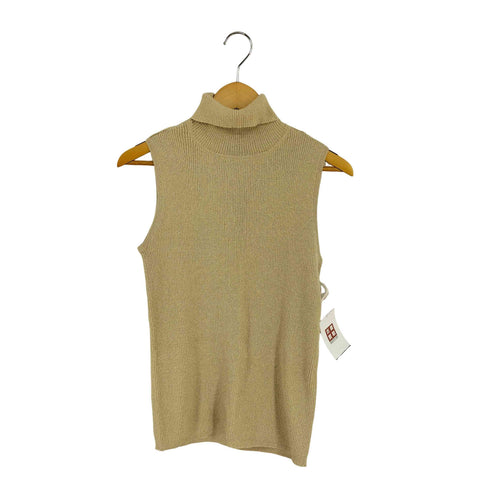 PINE NEEDLES コットンポリハイネック ラメノースリーブリブニット レディース import:L