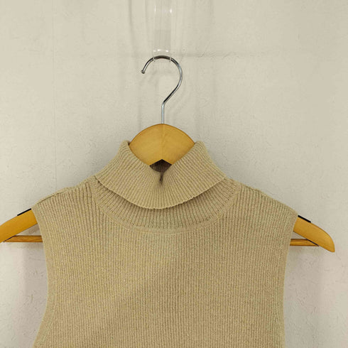 PINE NEEDLES コットンポリハイネック ラメノースリーブリブニット レディース import:L