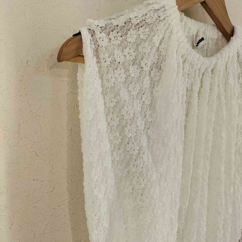 ジルサンダー JIL SANDER 21SS FLOWER TOPS フローラルレース ノースリーブブラウス レディース JPN:34