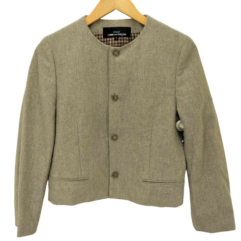 トリココムデギャルソン tricot COMME des GARCONS 90S 裏地チェック ウールノーカラージャケット レディース JPN:S