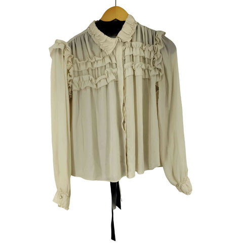 ザラ ZARA フリルデザイン L/S ブラウス レディース import:S