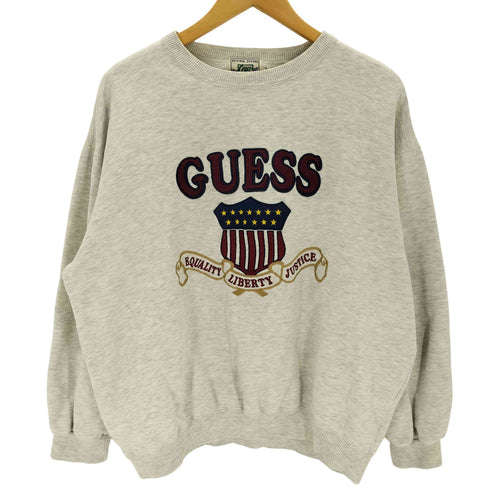ゲス GUESS フロント刺繍 クルーネックスウェット メンズ import:L