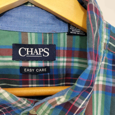 チャップス CHAPS 00S ロゴ刺繍 チェック ボタンダウン ロングスリーブシャツ メンズ XL
