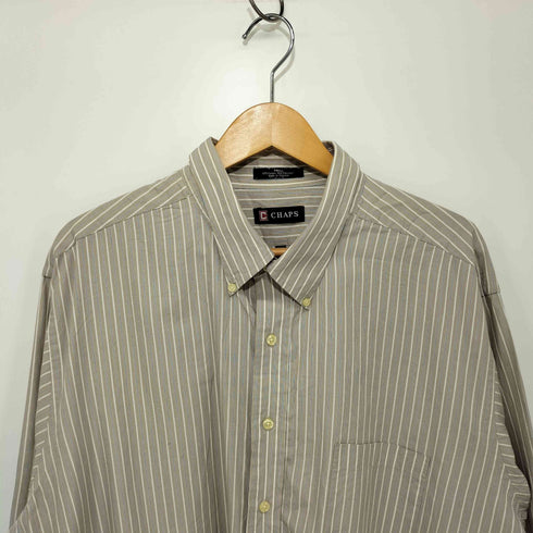 チャップス CHAPS 00S ストライプ ボタンダウン ロングスリーブシャツ メンズ import:XXL