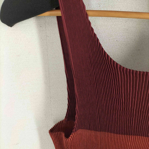 イッセイミヤケ ISSEY MIYAKE ボーダー プリーツ エプロン レディース