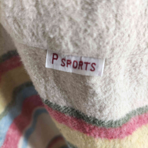 パパス papas P SPORT ボーダーマルチカラー レギュラーカラー ネルシャツ メンズ JPN:48