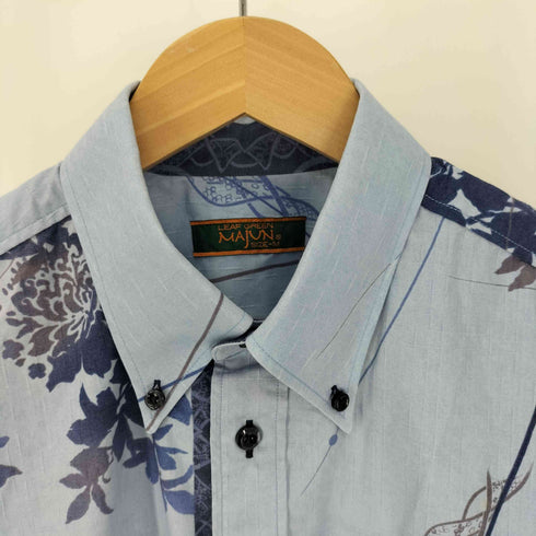 MAJUN LEAF GREEN フラワー柄 ボタンダウン S/S シャツ メンズ JPN:M
