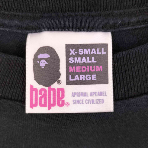 ベイプ BAPE 90s 初期タグ アーチロゴ3段ラバーロゴプリント Tシャツ 袖裾シングル 裏原 メンズ JPN:M
