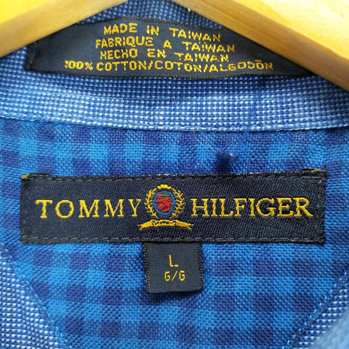 トミーヒルフィガー TOMMY HILFIGER フロントロゴ刺繍コットンS/S シャツ メンズ JPN:L