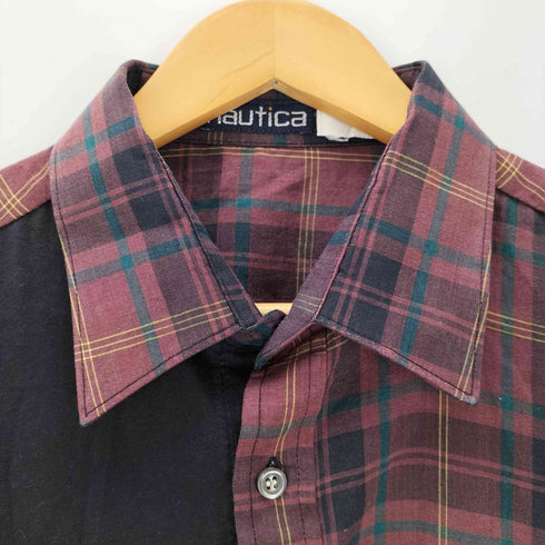 ノーティカ NAUTICA 90S 旧ロゴ 切替半袖チェックシャツ メンズ