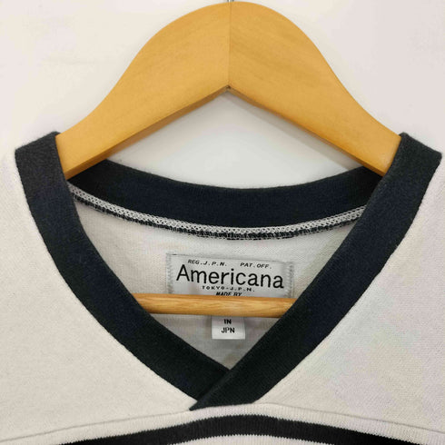 アメリカーナ Americana Vネック 天竺 ボーダーカットソー レディース