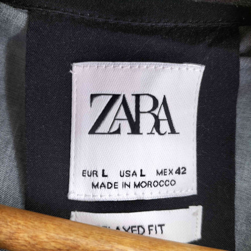 ザラ ZARA 総柄 S/S 開襟シャツ メンズ import:L