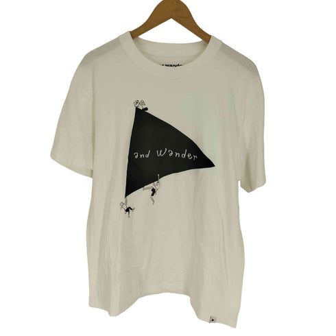 アンドワンダー and wander フロントプリント クルーネックTシャツ メンズ JPN:4