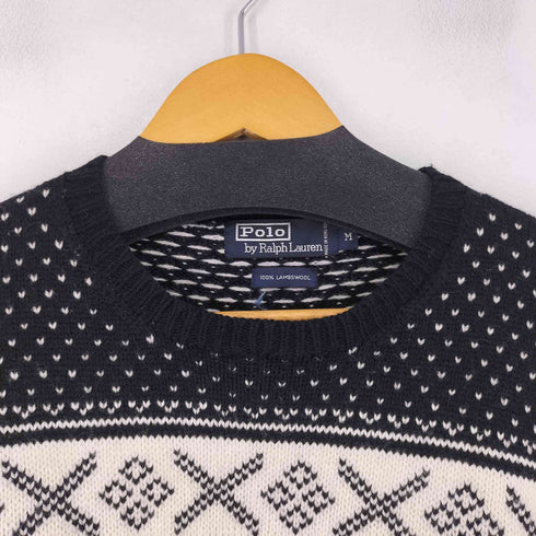 ポロバイラルフローレン Polo by RALPH LAUREN 90S ノルディック柄 LAMBSWOOL100 バーズアイニット メンズ import:M